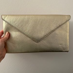 COPY - J crew gold envelop clutch